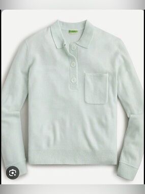 J.Crew Light Mint Long-Sleeve Cashmere Polo Sweater